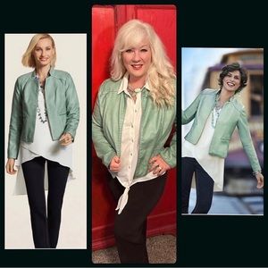 Chico’s 2 mint faux leather Moto Jacket